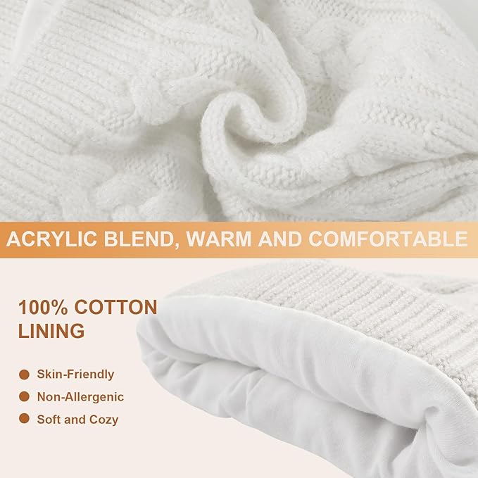 JANGANNSA Winter Warm Knitted Baby Hat for Girls Cotton Lined Infant Toddler Hat Autumn Cute Bow Classic Girls Beanie 0-6Y