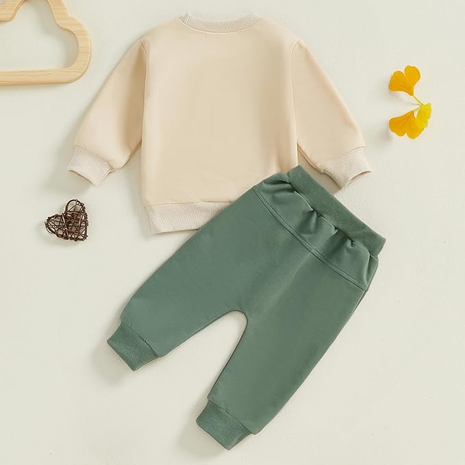 Toddler Baby Boy Fall Winter Outfit Long Sleeve Letter Print Sweatshirts and Jogger Pants Infant Boy Clothes