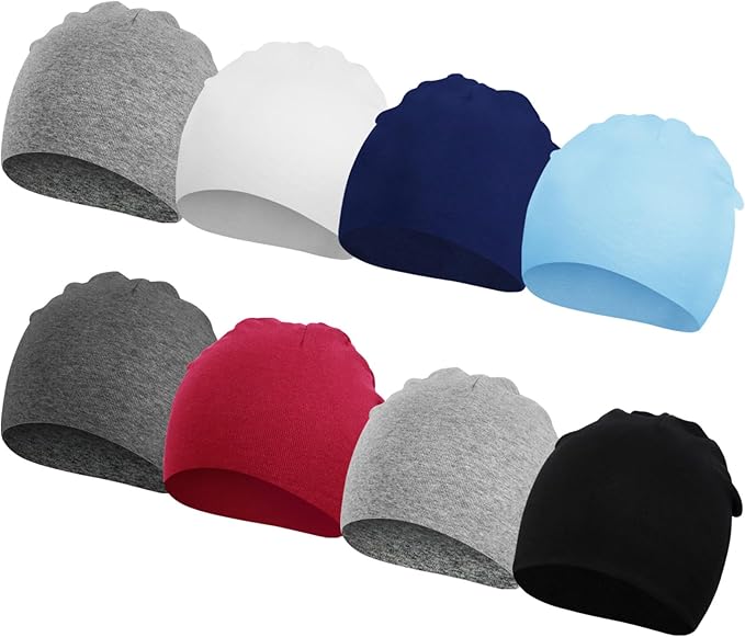 DRESHOW BQUBO 8 Pack Unisex Baby Beanie Hat Infant Toddler Kid Hats Baby Soft Cute Knit Cap Nursery Beanie