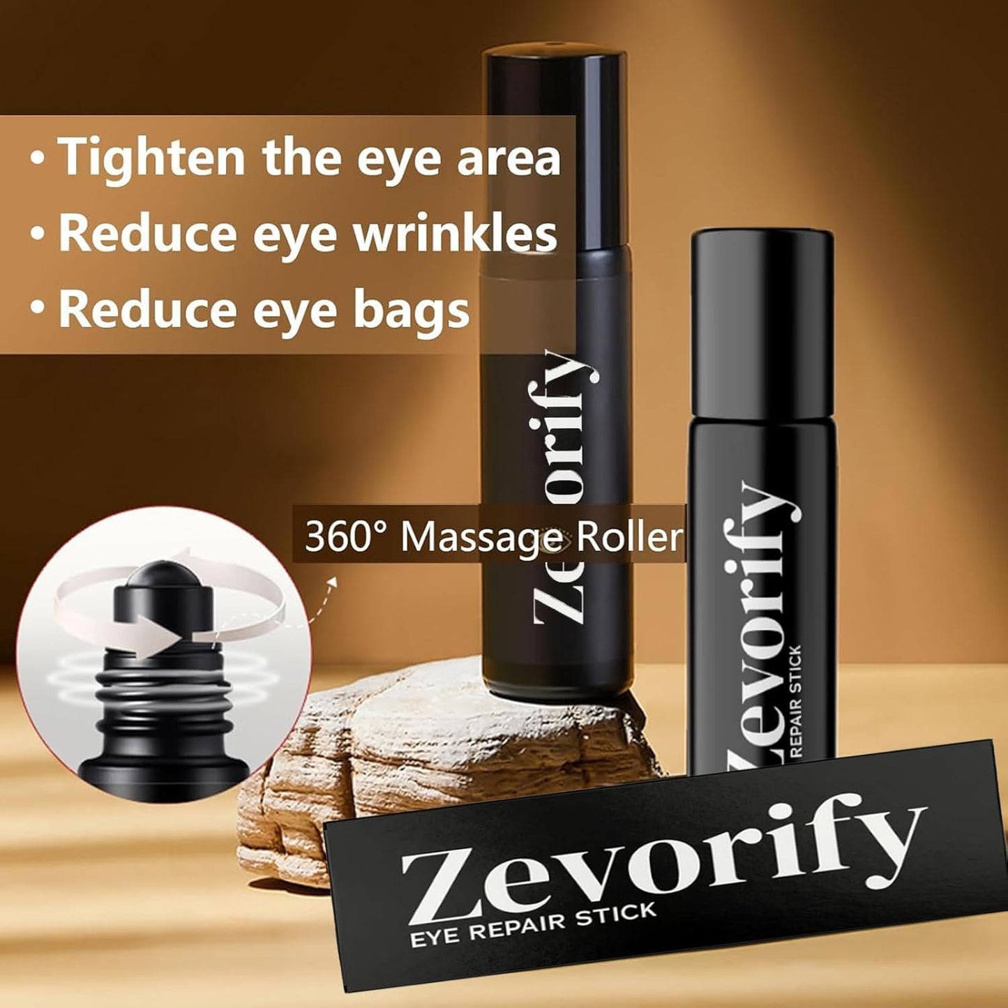 Eye Repair Stick for Men, Under Eye Roller for Eyes Bags and Dark Circles, Cooling Stick Hydrates and Depuffing, Gentle, Natural Formula (2pcs, 0.35 fl.oz)