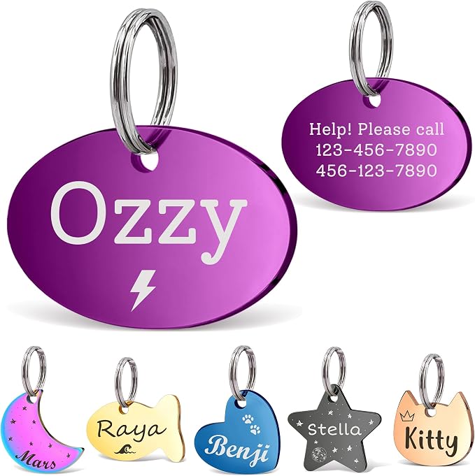 Anavia Small Size Dog Cat ID Tags, Small/XS Personalized Color Plated Stainless by Anavia