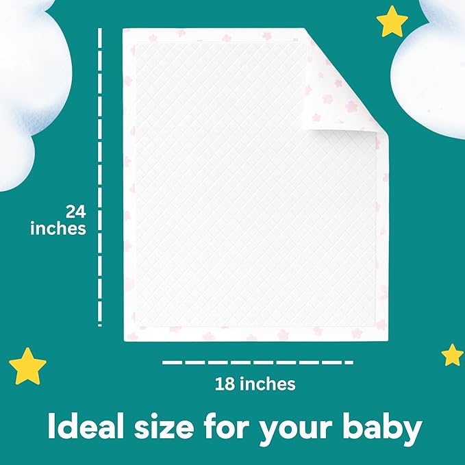 Eli with Love Disposable Baby Changing Pads - Soft, Waterproof & Leakproof Liners Absorbent Underpads - Large Travel Size Diaper Changing Mat for Home, Car, Diaper Bag - (60 Pack, Floral)