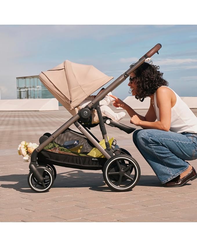 Cybex e-Gazelle S Electronic Assist Stroller – Gazelle S Single-to-Double Electric Stroller, Smart Assist, Rocking Mode, 20+ Configurations & Compact Fold, Moon Black with Black Frame
