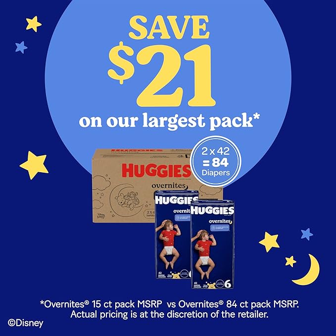 Huggies Overnites Size 6 Overnight Diapers (35+ lbs), 42 Ct, Packaging May Vary
