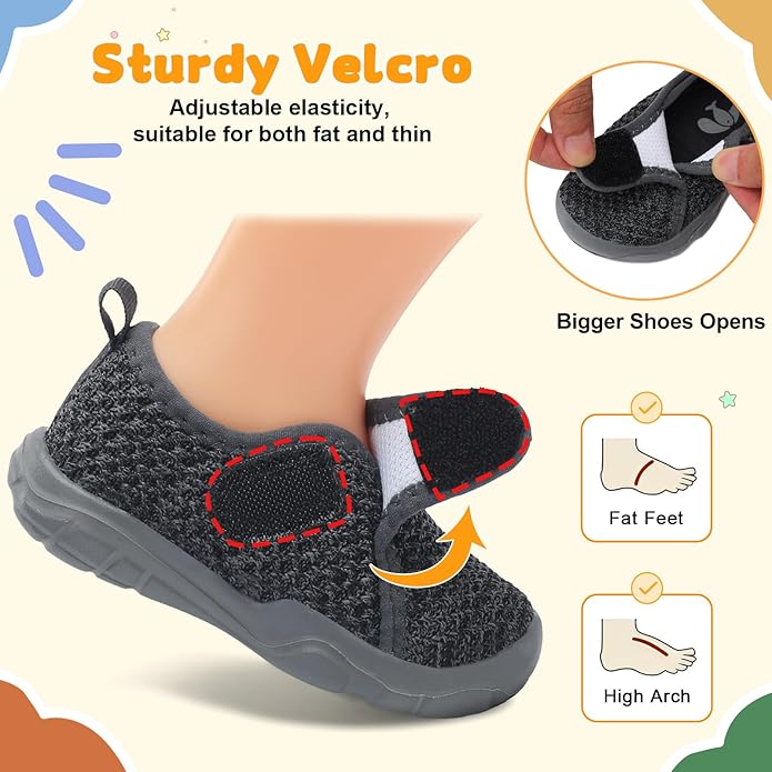 FEETCITY Baby Shoes Boys Girls First Walking Shoes Infant Sneakers Lightweight Slip On Shoe