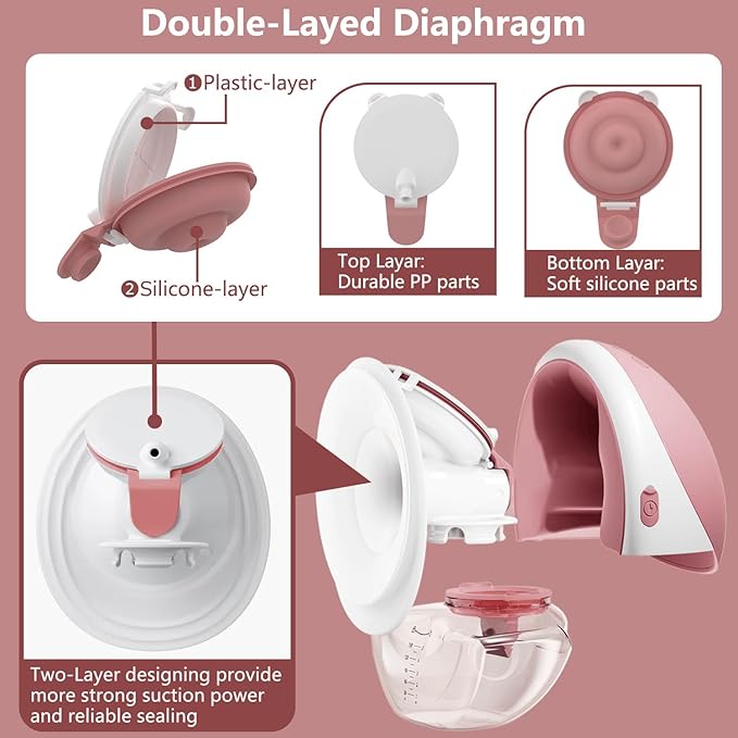 1pcs Duckbill Valves and 1pcs Double-Layed Diaphragm Compatible with Momcozy Upgraded Mobile Flow M9, Upgraded M9 Valve Diaphragm Breastfeeding Parts, Not Original Parts, 2Pack Red