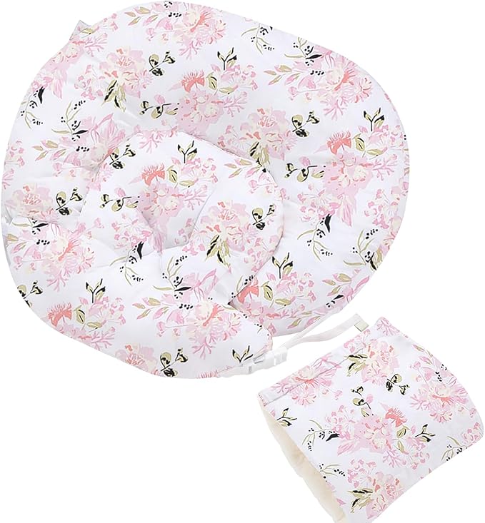 Little Grape Land Nursing Pillow, Multifunctional Breast Feeding Pillow with Arm Pillow, 3pk Baby Support Pillow with Adjustable Waist Strap and Removable Cover, Rose Floral