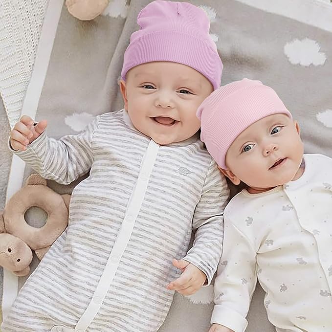 DRESHOW BQUBO 6 Pack Baby Newborn Hats Set for Unisex Infant Newborn Toddler Soft Beanie Hat for Boys Girls 0-24 Months