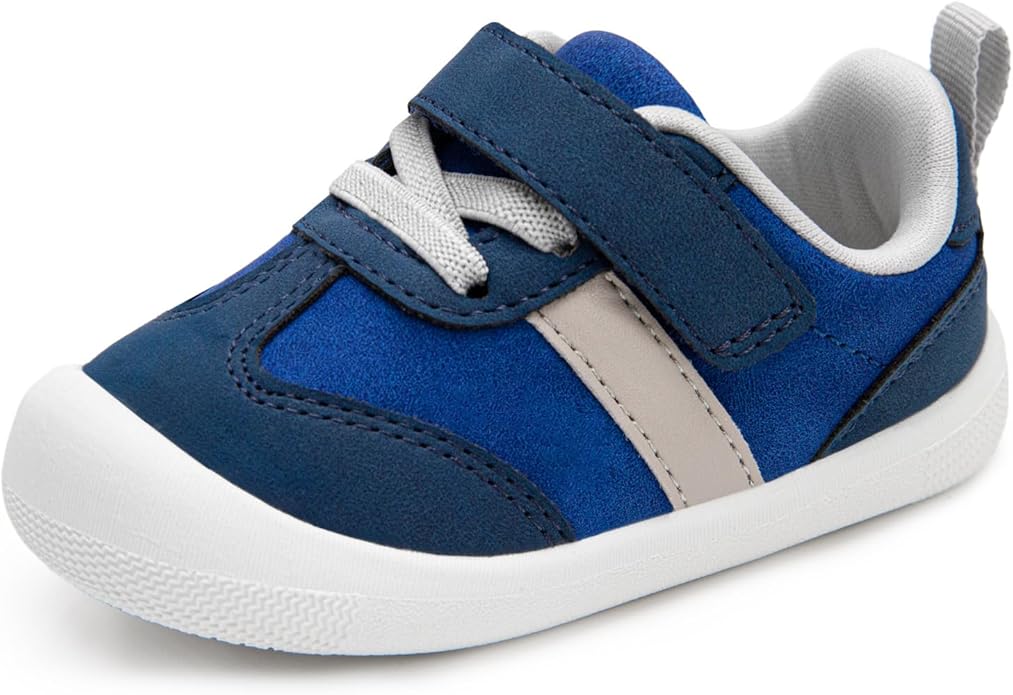 Baby Shoes Boys Girls Barefoot Wide Toe Box Zero Drop First Walkers PU Leather Nonslip Toddler Sneakers for 6-24 Months Infant Walking,Running,Crawling