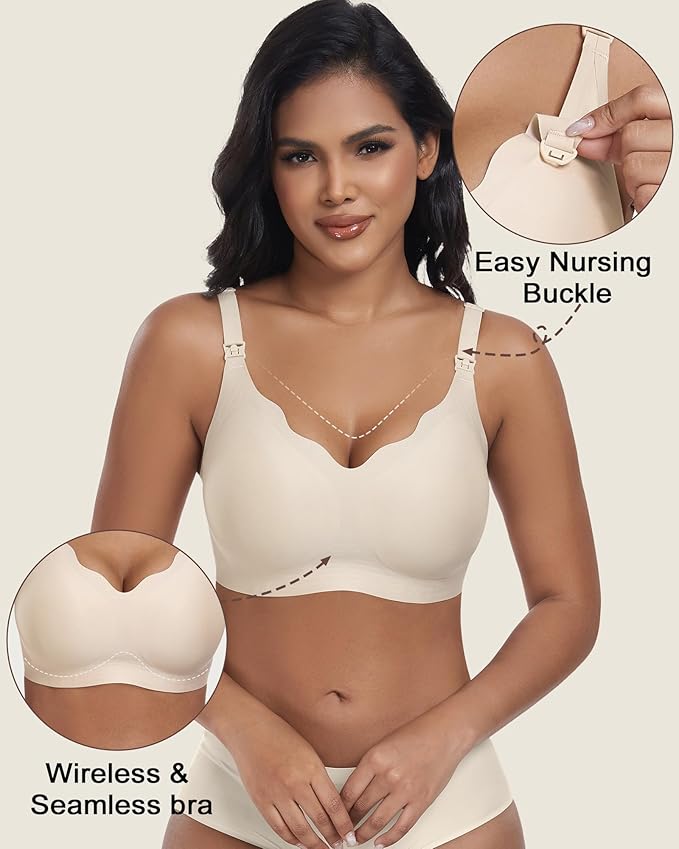 As Fairy Wireless Seamless Pumping Bra Hands Free Nursing Bra Wirefree Comfort Wearable Breast Pump Brass