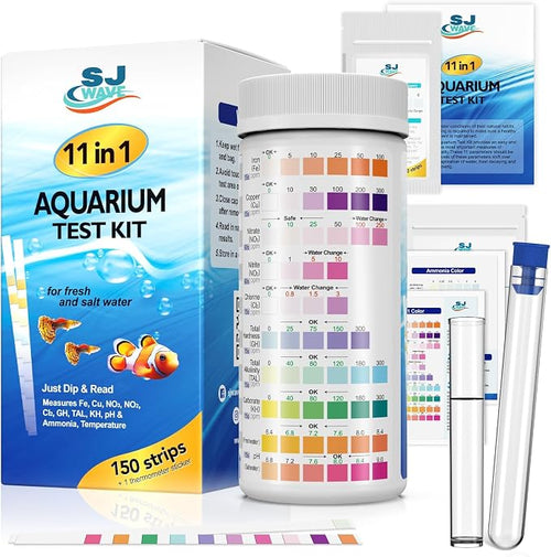 11 in 1 - Aquarium Test Strips | 950 Tests - 150 Strips | Fish Tank Aquariums by SJWAVE