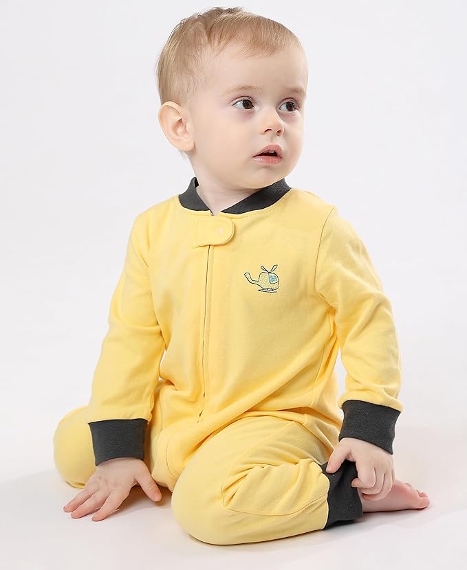 Teach Leanbh Baby 2-Pack Footless Pajamas Cotton Long Sleeve Printing 2 Way Zipper Romper Jumpsuit Sleep and Play 3-24 Months
