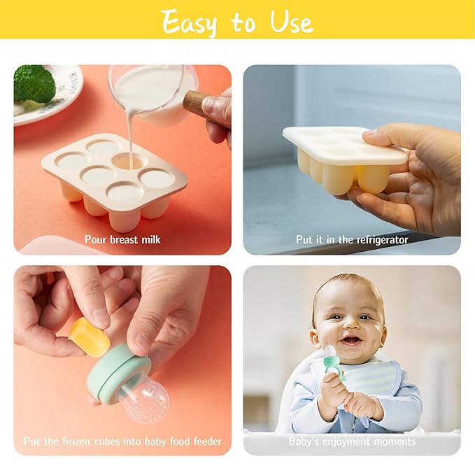 Baby Fruit Food Feeder with Popsicle Mold, Cute Teething Toys Silicone Teethers for Babies 3-12 Months for Baby Feeding Gift