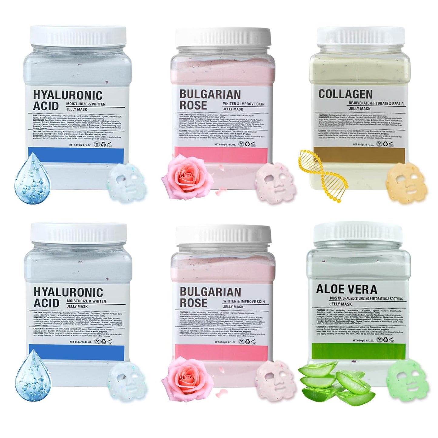 Jelly Mask for Facials Professional, Hydrating & Moisturizing Peel-Off Natural Gel Face Mask SkinCare, Professional Spa Use Jelly Face Masks, Deep Hydration & Glow 23 Fl Oz (6 Units)