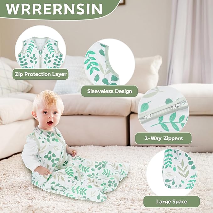 Baby Sleep Sack 12-18 Months Baby Wearable Blanket 100% Cotton TOG 0.5 2-Way Zipper Newborn Sleeping Bag, 3 Pack Comfy Lightweight Sleep Sacks for Babies
