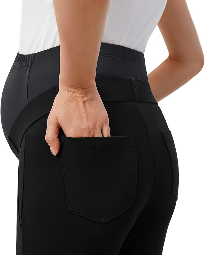 AFITNE Maternity Pants for Work Over The Belly Straight Leg Dress Slacks Strethy Pregnancy Office Casual Yoga Pants