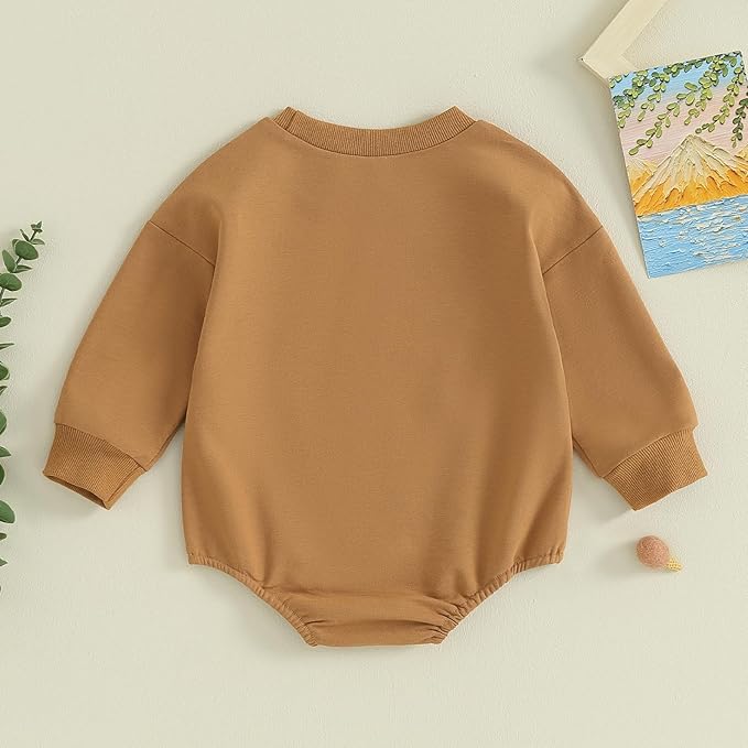 VISGOGO Newborn Infant Baby Boy Girls Oversized Romper Little Dude Sweater Onesie Coming Home Outfit Neutral Clothes