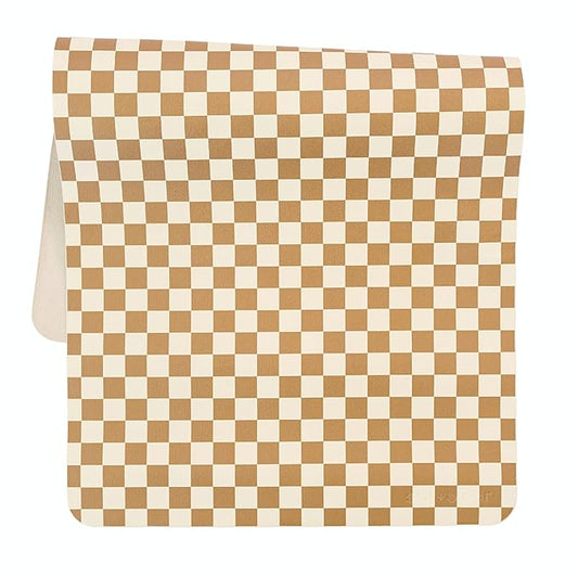 Ava + Oliver Vegan Leather Baby Changing Mat (16 X 30 in) - Multipurpose Wipeable and Portable Diaper Changing Pad - Foldable for Travel (Mocha Checker)