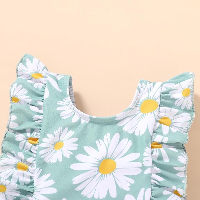 Newborn Baby Girl Ruffle Swimsuit Infant Toddler One Piece Floral Bikini Beach Bathing Swimwear Set