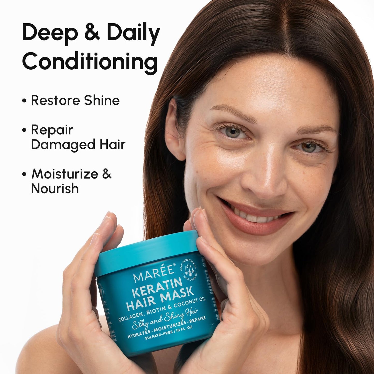 MAREE Deep Conditioning Hair Mask for Damaged Hair Treatment 2 PACK - Keratin Hair Care for Hydrating Growth Repair Moisturizing - Dry Curly Color Treated Frizzy - Tratamiento Mascarilla Para Cabello