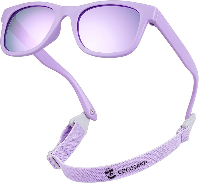 COCOSAND Flexible Baby Sunglasses with Strap Polarized UV Protection for Toddler Infant Newborn Boy Girl Age 0-24 Months