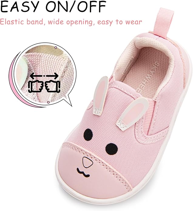 SKYWHEEL Toddler Slip On Shoes Wide Toe Box Barefoot Casual Canvas Walking Tennis Shoes for Boys Girls Cute Sneakers
