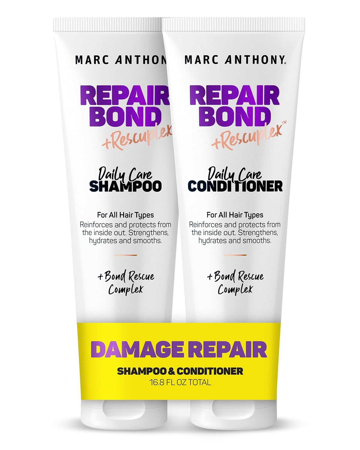 Marc Anthony Repairing Shampoo & Conditioner Set - Rescuplex Bond Repair, Strengthens Hair, Eliminates Frizz & Flyaways, Revives Dry & Damaged Hair