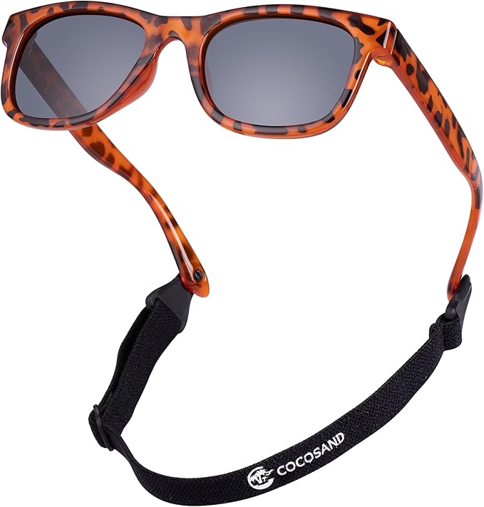 COCOSAND Flexible Baby Sunglasses with Strap Polarized UV Protection for Toddler Infant Newborn Boy Girl Age 0-24 Months