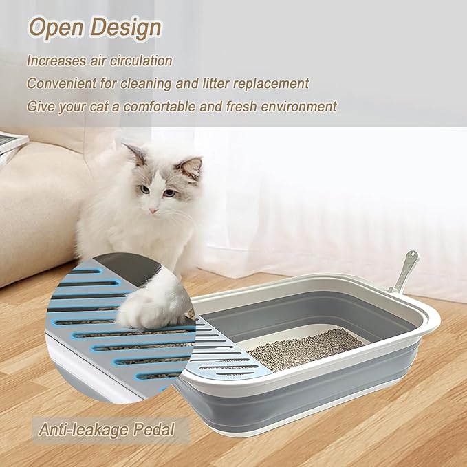 Senior Cat Litter Boxes, Collapsible Open Low Entry Cat Litter Pan - Image 6