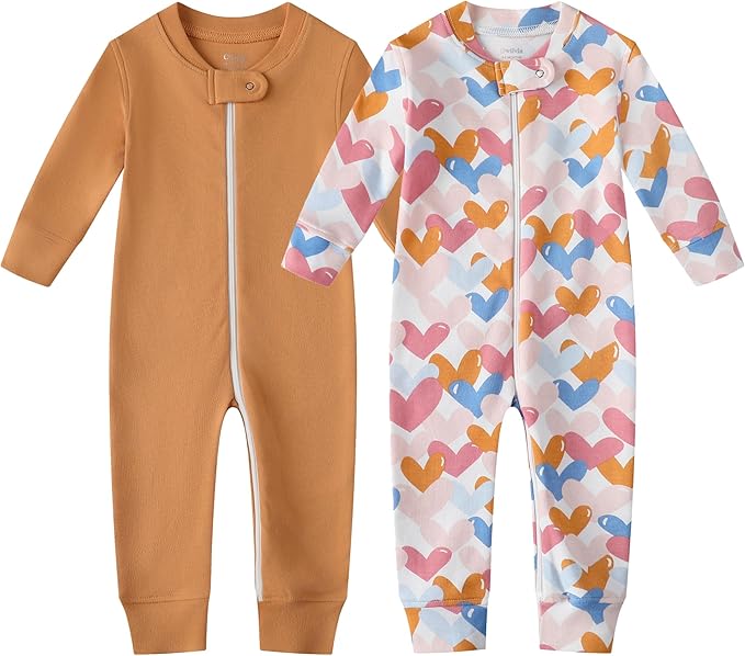 Owlivia Organic Cotton Baby Boy Girl Zip up Sleep 'N Play Pjs, Footless, Long Sleeve