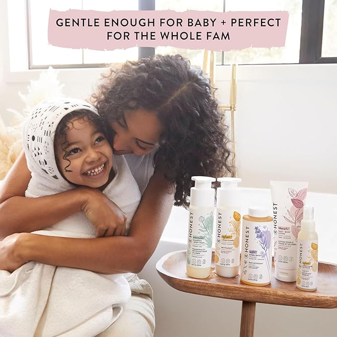 The Honest Company 2-in-1 Cleansing Shampoo and Body Wash for Sensitive Skin, Gentle Tear-Free Hypoallergenic Baby Wash with Naturally Derived Ingredients, Fragrance-Free, 18 fl oz
