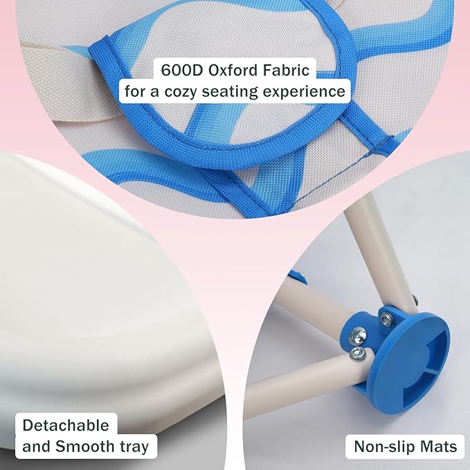 Tiny Marvels Portable 3-in-1 Baby Chair, Cozy Booster Seat, Baby Seat with Tray, Compact Foldable, Toddler Chair with Child Safety Belt Carry Bag, Perfect for Travel (Big Waive)