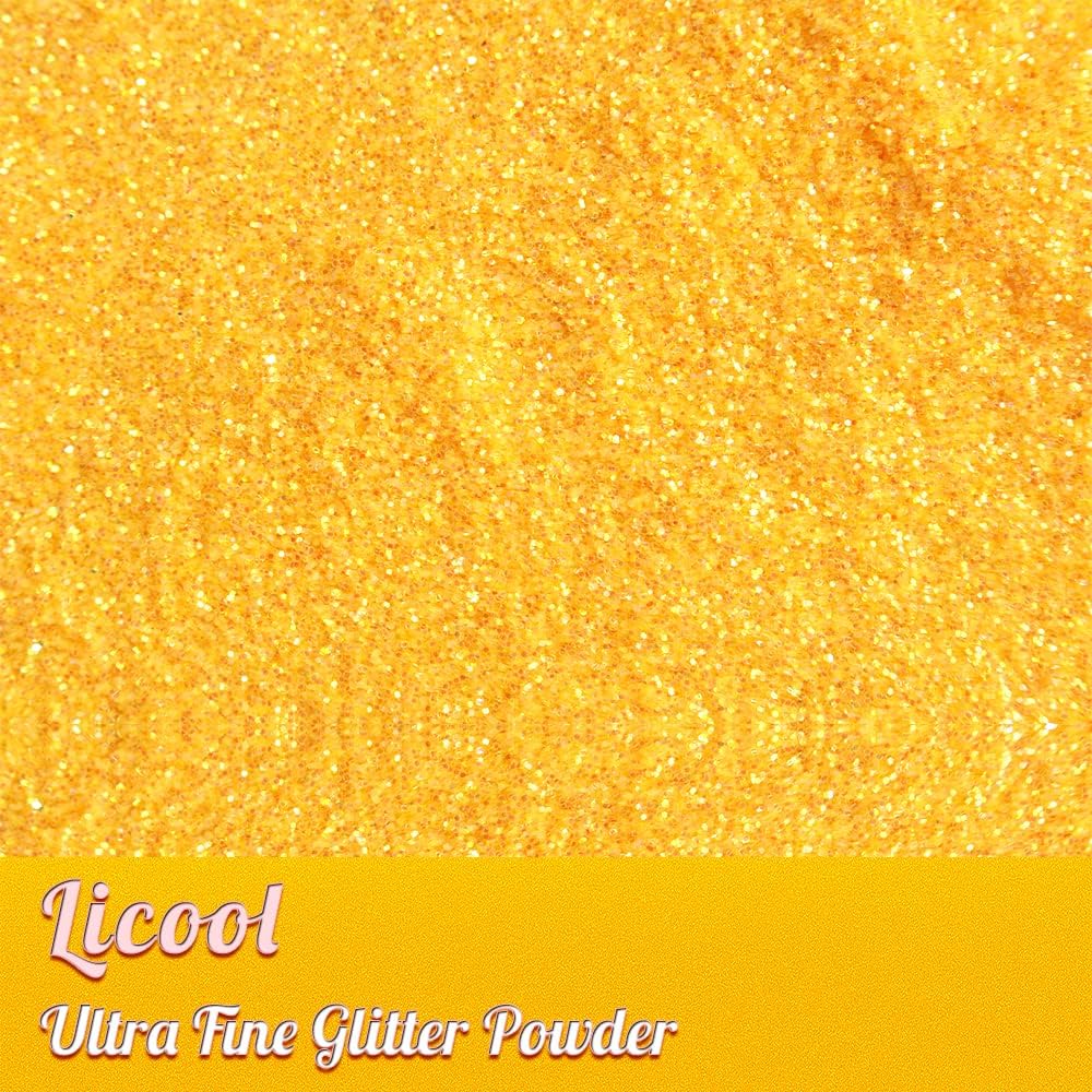100g/3.5oz Pack Iridescent Rainbow Fine Glitter for DIY Craft, Extra Fine Glitter for Epoxy Resin, Glitter for Tumblers Candle Making, Festival Decorate Makeup Body Face Nail Art (Iridescent Yellow)