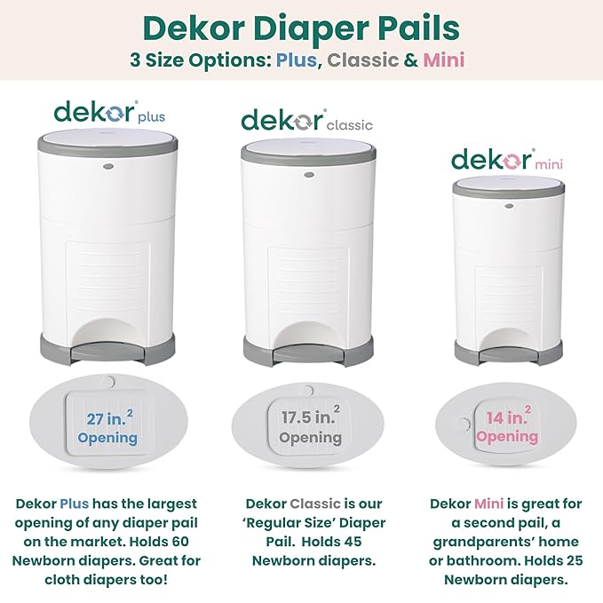 Diaper Dekor Classic Hands-Free Diaper Pail Gift Set | Just Step–Drop–Done | Doesn’t Absorb Odors | Includes 1yr of Refills | Quick Bag Change | 70% Recycled Materials | EKO White