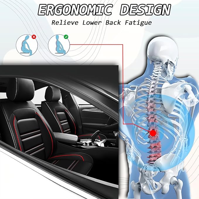 Seat Covers for Toyota Corolla Cross 2022-2025 | 5-Seats Leather Seat Covers, Easy to Install Automotive Seat Covers Full Set (Full Set, Black&Red Line)