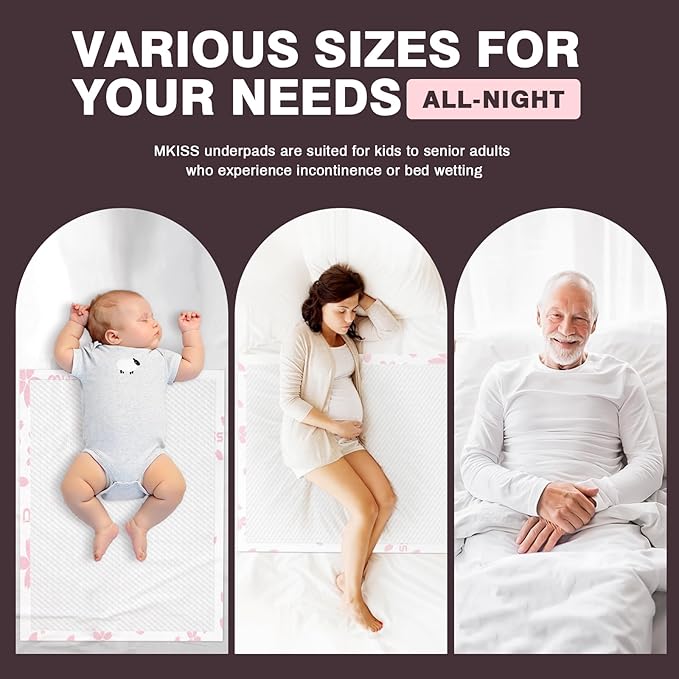 MKISS Heavy Duty Incontinence Underpads, 36" x 44", 40 Count-Super Absorbent Disposable Bed Pads, Tear-Resistant Chucks Pads for Adults, Kids, Elderly and Home Care