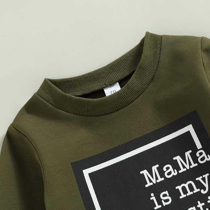 Toddler Baby Boy Clothes Solid Color Long Sleeve Crewneck Sweatshirt Top Casual Pants Set 2Pcs Fall Winter Outfits