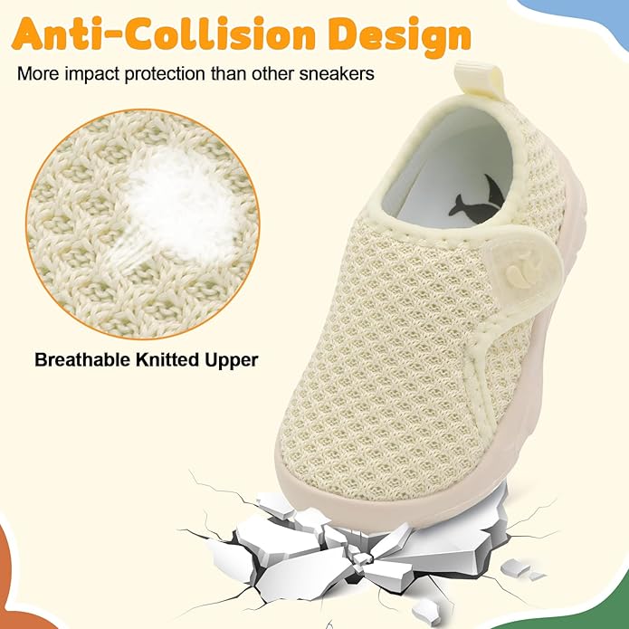 FEETCITY Baby Shoes Boys Girls First Walking Shoes Infant Sneakers Lightweight Slip On Shoe