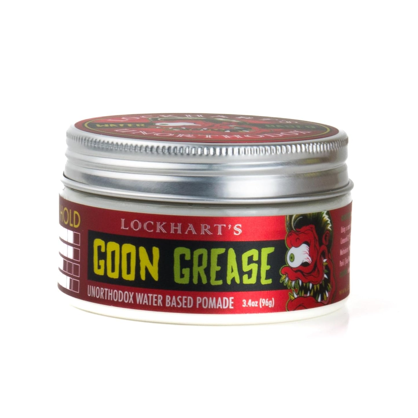Lockhart’s Unorthodox Water-Based Goon Grease - Handcrafted Water-Based Pomade for Men - Strong Hold, Medium Shine - Easy Wash Out - Spicy Goon Scent (3.4oz)