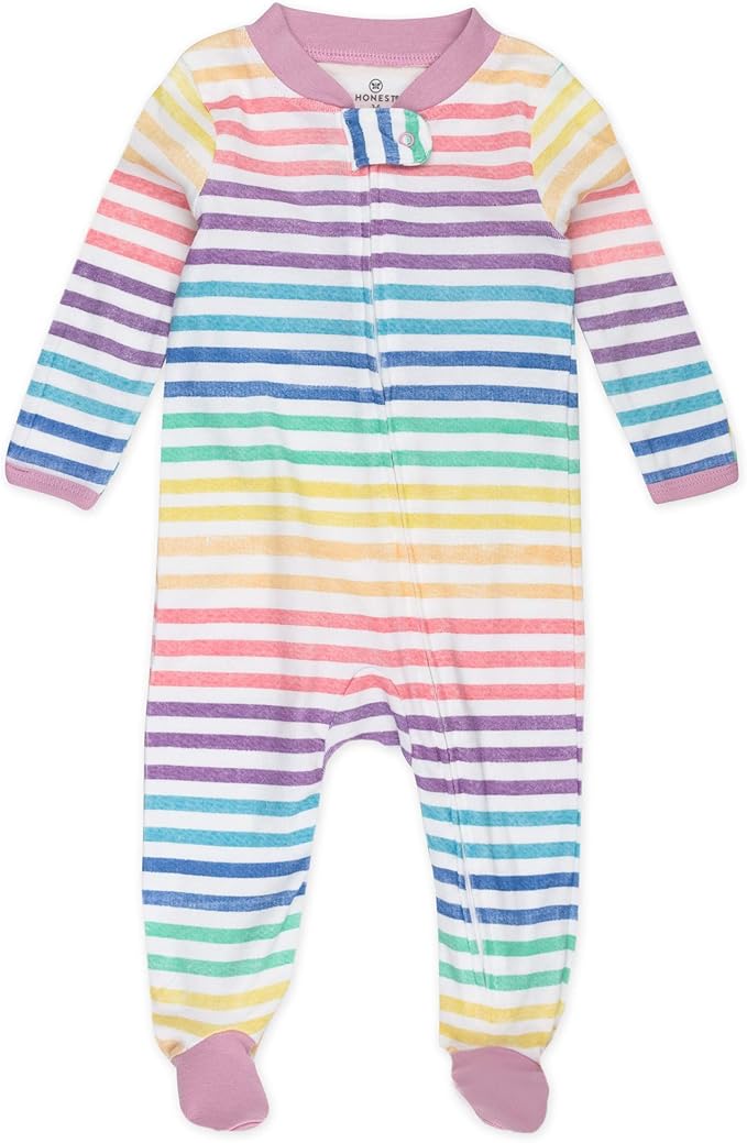 HonestBaby Sleep and Play Footed Pajamas One-Piece Sleeper Jumpsuit Zip-Front PJs 100% Organic Cotton for Baby Girls
