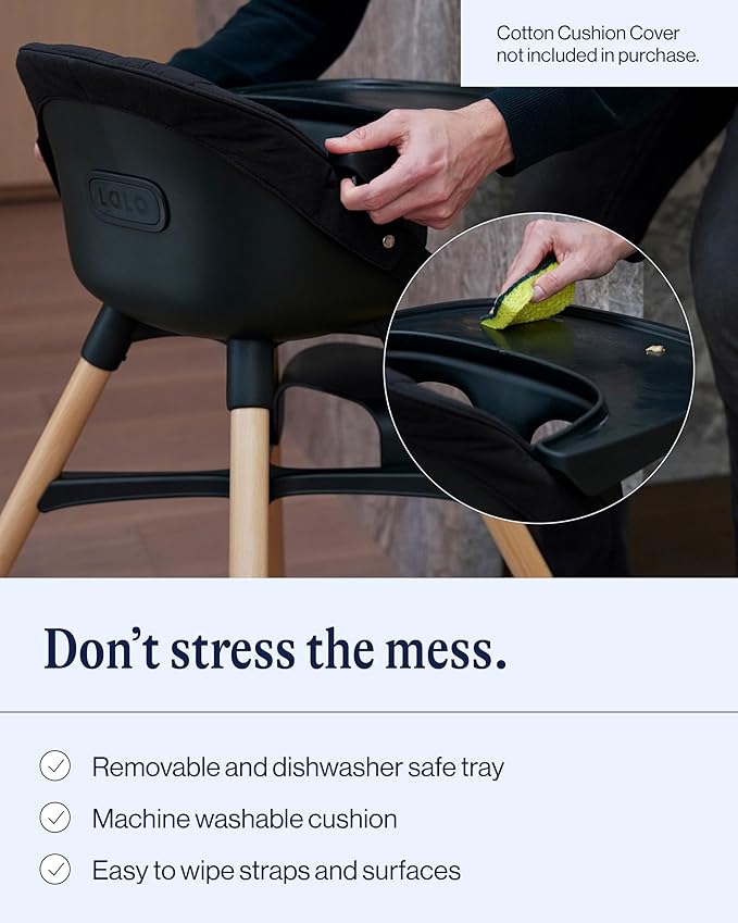 Lalo The Chair Convertible 3-in-1 High Chair for Babies & Toddlers, Dishwasher Safe Tray, Adjustable Footrest, Licorice