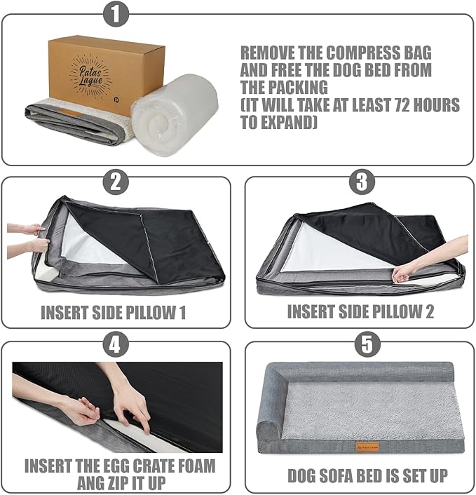 Patas Lague Orthopedic XL Dog Bed Large Sized Dog 48''X30'', Waterproof L - Image 8