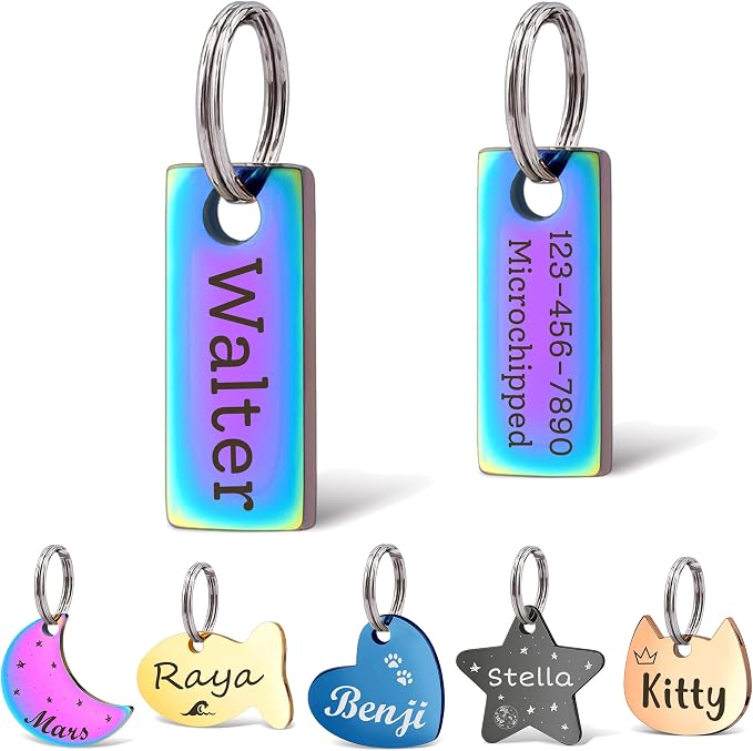 Anavia Small Size Dog Cat ID Tags, Small/XS Personalized Color Plated Stainless by Anavia