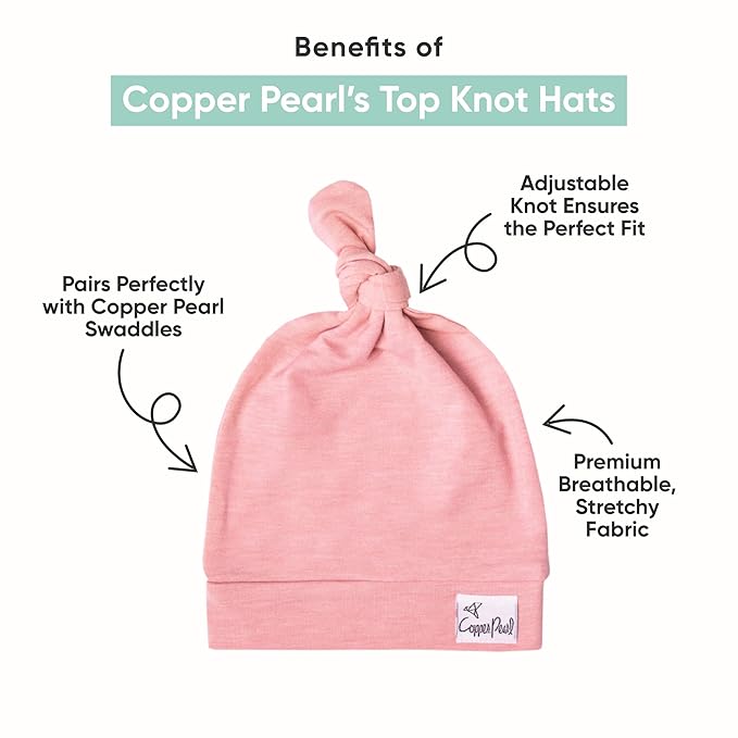 Copper Pearl Baby Beanie Hat Top Knot Stretchy Soft Lily