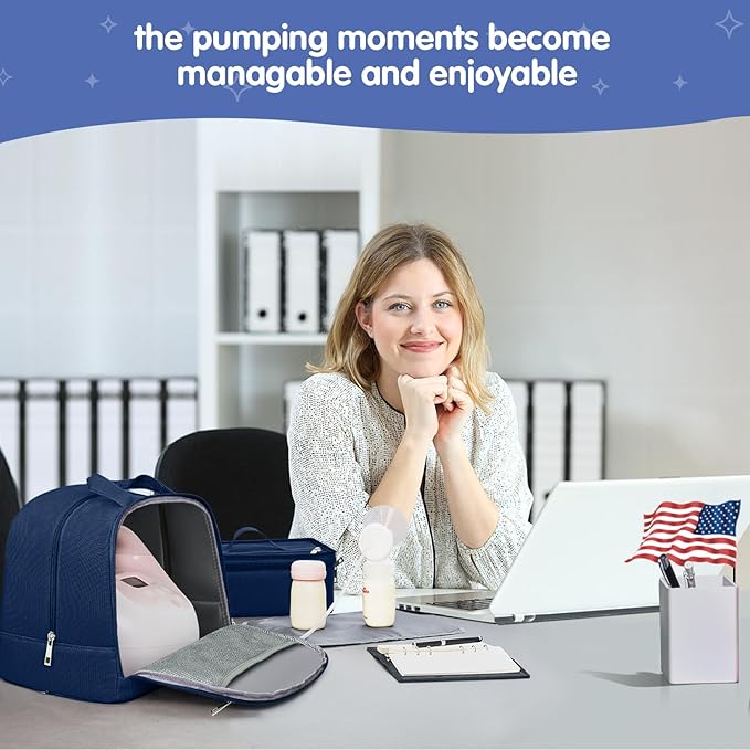 Derbiedersinn Breast Pump Backpack for Working Moms – Spectra Compatible Pump Bag, Waterproof & Spacious with Pockets for Breast Pump, Bottles, and Nursing Essentials – Ideal for Spectra S1/S2, Blue
