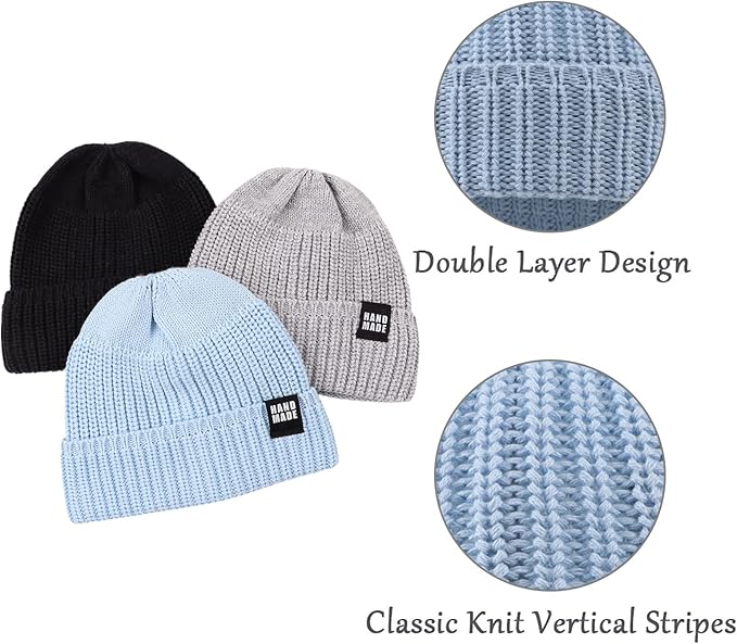 JANGANNSA Simple Knitted Baby Beanie Hip-Hop Boys Winter Hat Toddler Kids Bonnet for Girls 0-5Y