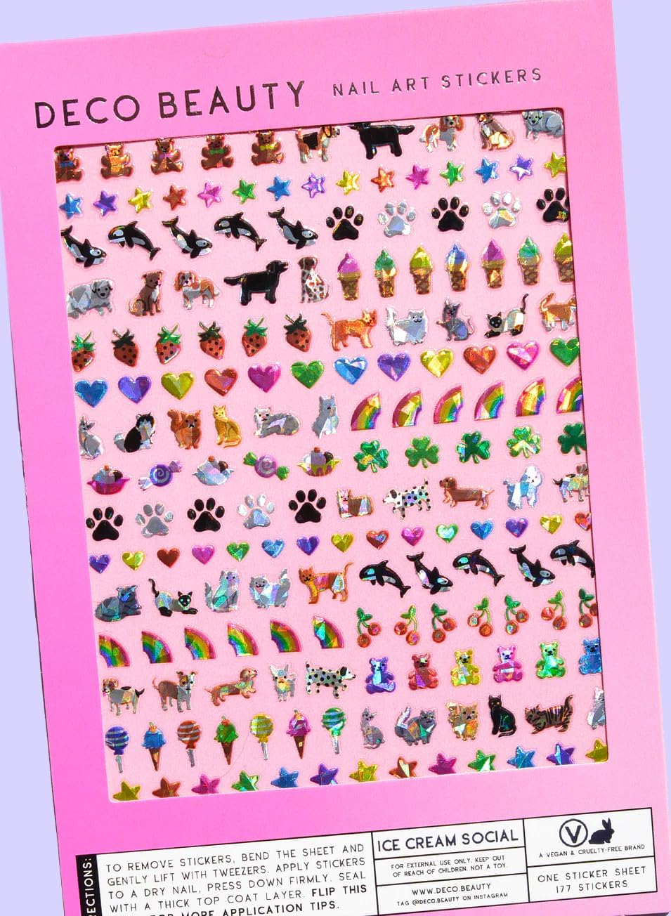 Ice Cream Social Nail Stickers - Lightweight & Easy-to-Apply Nail Art with Trendy Designs - Durable & Long-Lasting Nail Stickers for Women, Ideal for DIY Manicures & Salon-Quality Nails