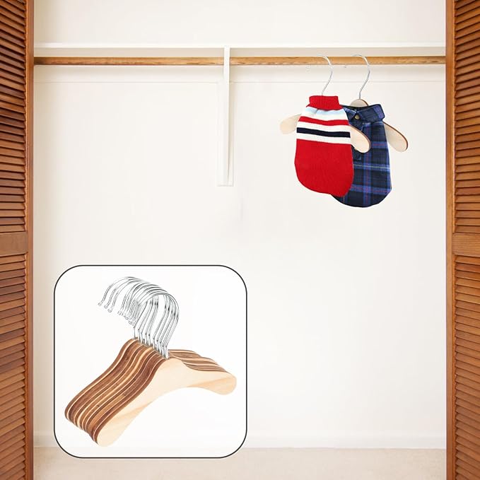 Wooden Dog Clothes Hangers 8.66 Inch Small Pet Apparel Hangers Wear-Resistant - Image 5