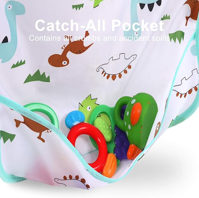 Accmor 5 Pack Long Sleeve Bibs, Baby Smock Waterproof Sleeved Bib Smock for Baby Toddler 6-36 Months