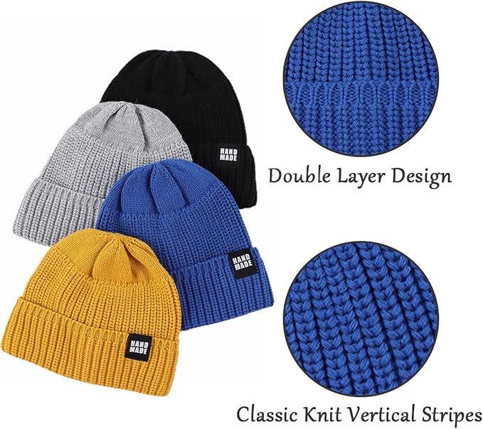 JANGANNSA Simple Knitted Baby Beanie Hip-Hop Boys Winter Hat Toddler Kids Bonnet for Girls 0-5Y
